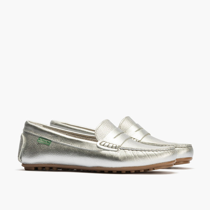 pitillos Mocasines de mujer en ante con antifaz y suela de goma PLATA Outlet online