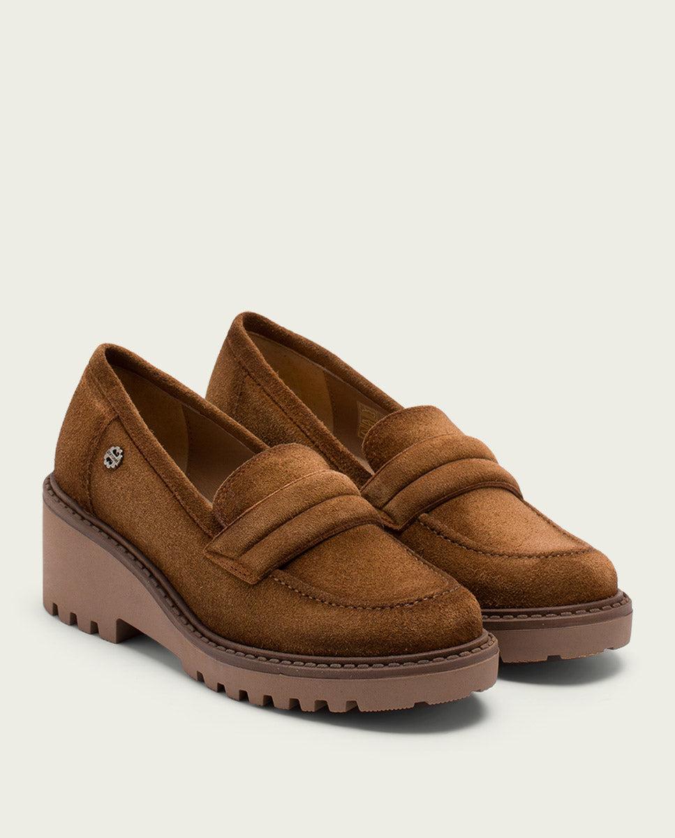 porronet MOCASINES DE PIEL CON CUÑA CUERO LAIA Promoción por tiempo limitado