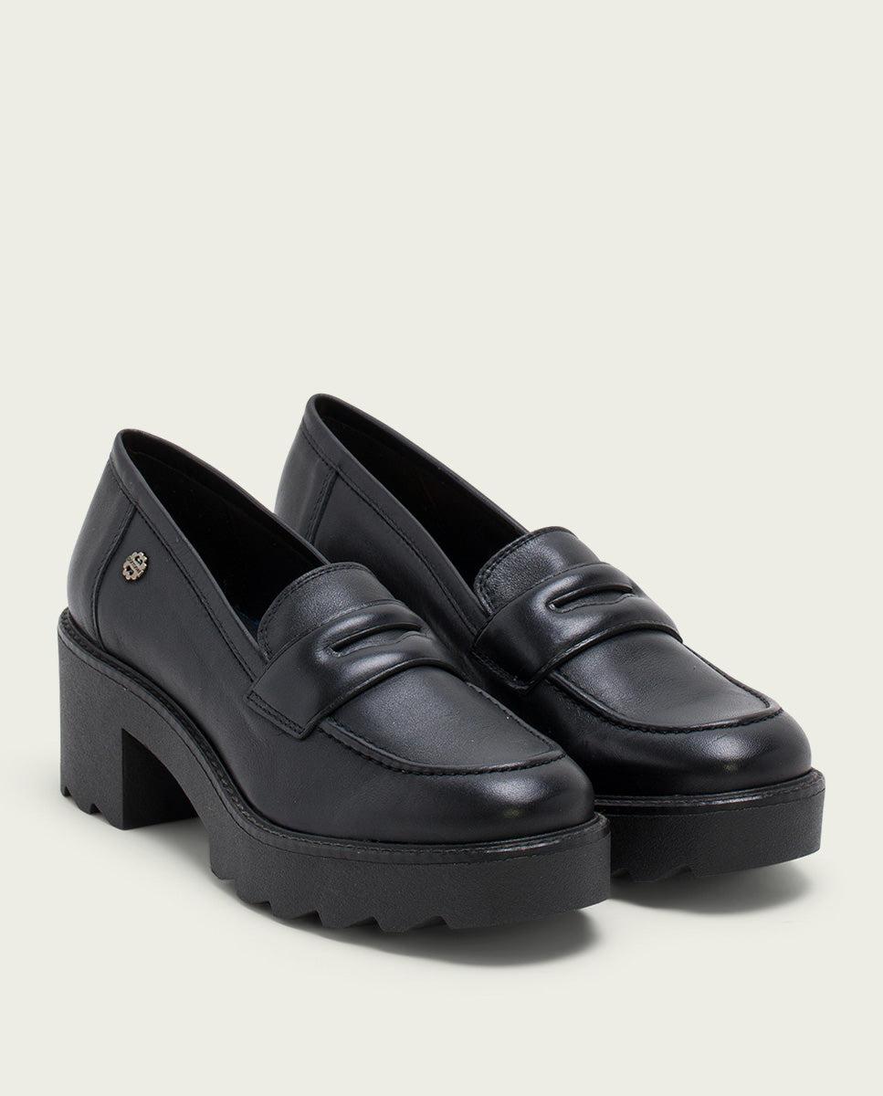 porronet MOCASINES DE PIEL CON TACÓN NEGRO MABEL Promoción trimestral