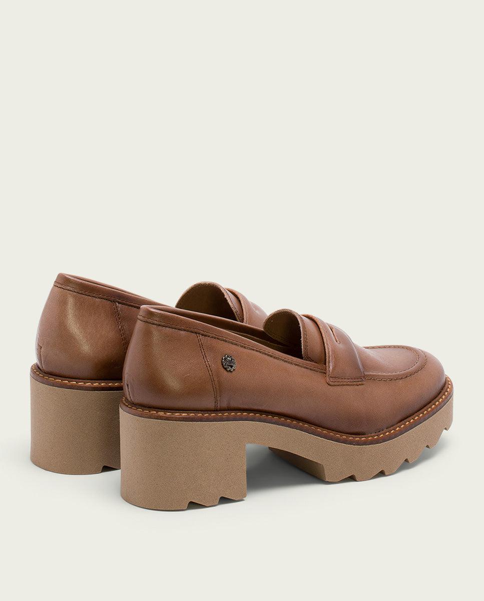 porronet MOCASINES DE PIEL CON TACÓN TAUPE MABEL Grandes descuentos