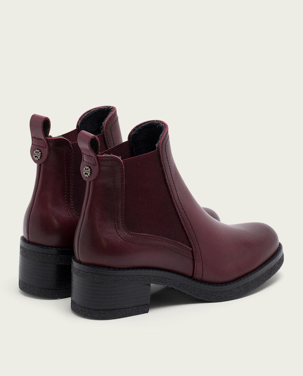porronet BOTINES DE PIEL BURDEOS CON ELÁSTICOS GIANNINA Tienda de fábrica