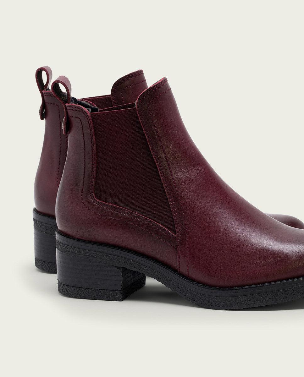 porronet BOTINES DE PIEL BURDEOS CON ELÁSTICOS GIANNINA Tienda de fábrica