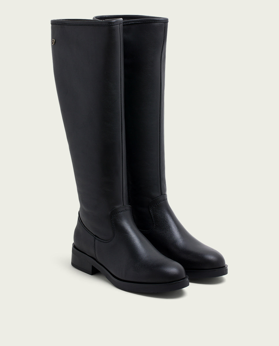 porronet BOTAS ALTAS DE PIEL NEGRA CON CREMALLERA ELBA Precios de Black Friday