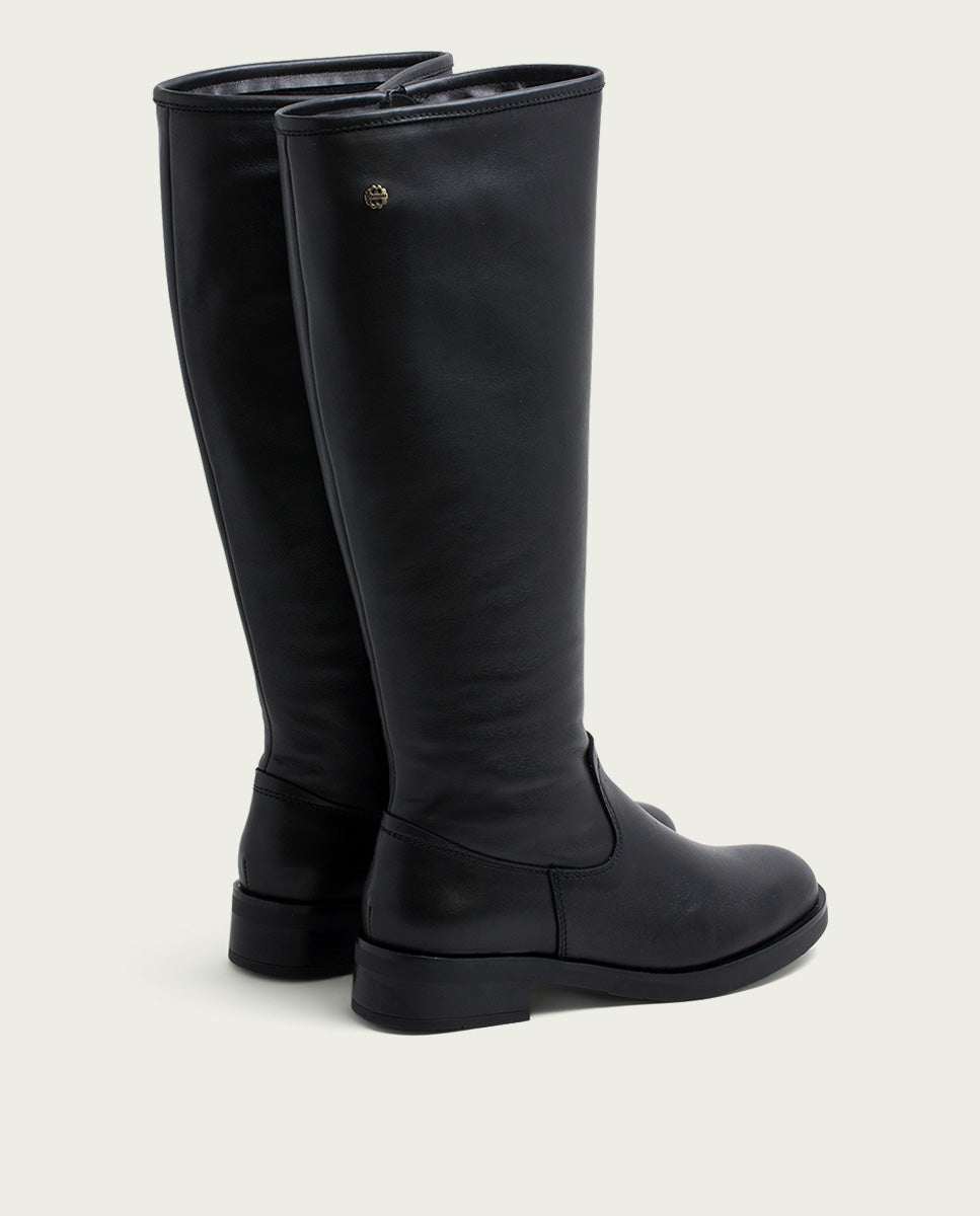 porronet BOTAS ALTAS DE PIEL NEGRA CON CREMALLERA ELBA Precios de Black Friday