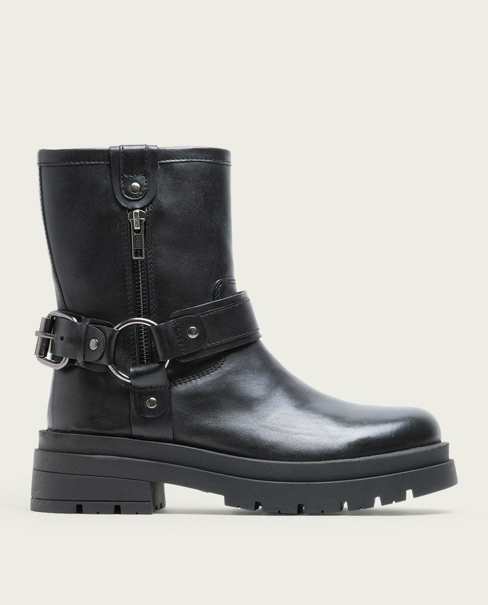 porronet BOTINES TRACK DE PIEL NEGROS CON CREMALLERA NASYA En oferta