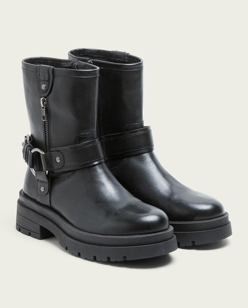 porronet BOTINES TRACK DE PIEL NEGROS CON CREMALLERA NASYA En oferta