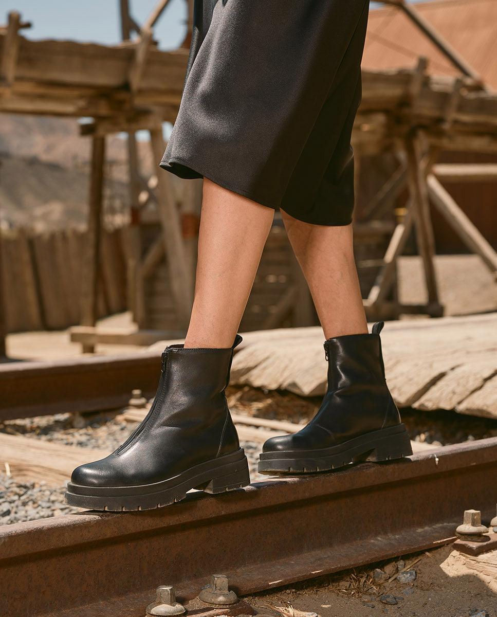 porronet BOTINES TRACK NEGROS PIEL CON CREMALLERA NALA Libre de impuestos