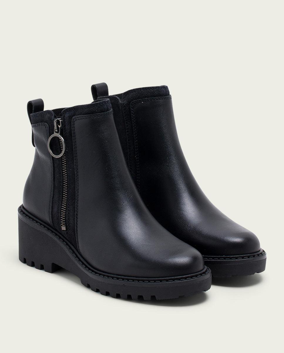 porronet BOTINES DE PIEL CON CUÑA Y CREMALLERA NEGRO LEONA Ofertas especiales