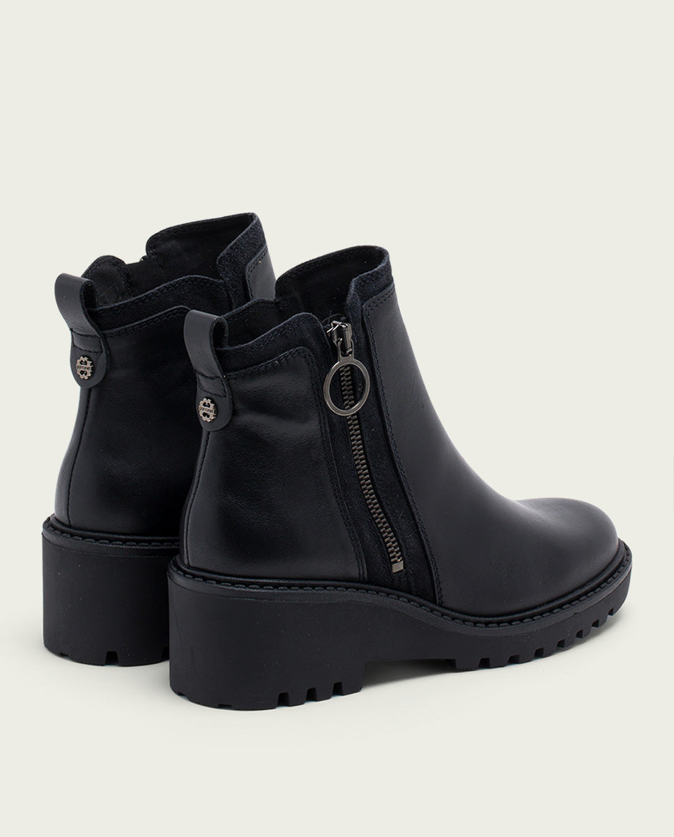 porronet BOTINES DE PIEL CON CUÑA Y CREMALLERA NEGRO LEONA Ofertas especiales