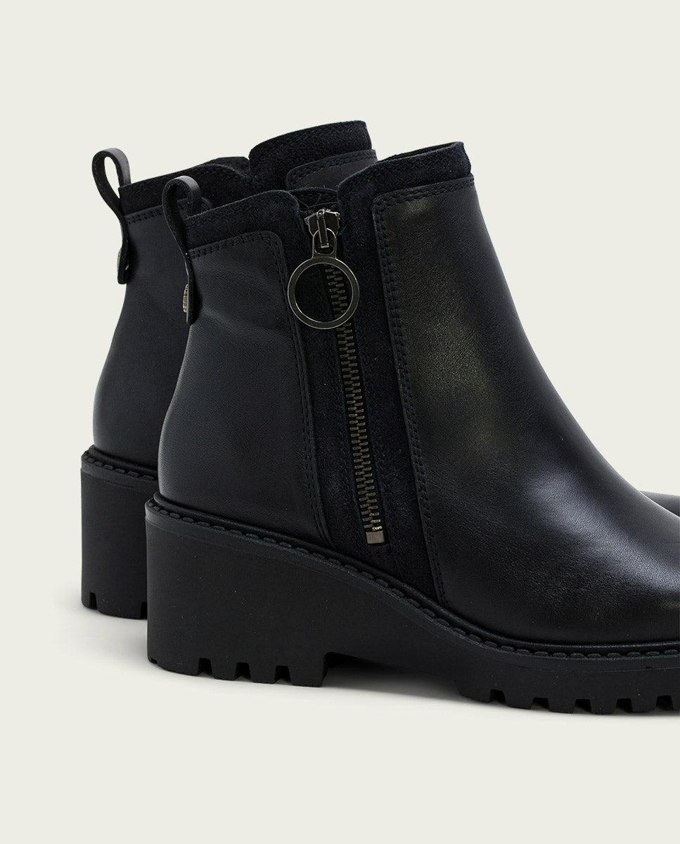 porronet BOTINES DE PIEL CON CUÑA Y CREMALLERA NEGRO LEONA Ofertas especiales