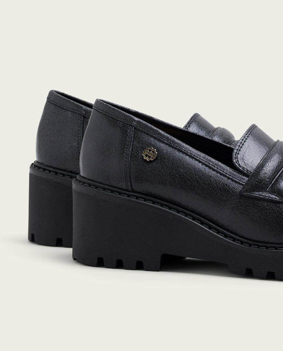 porronet MOCASINES DE PIEL CON CUÑA NEGRA LARI Grandes ahorros