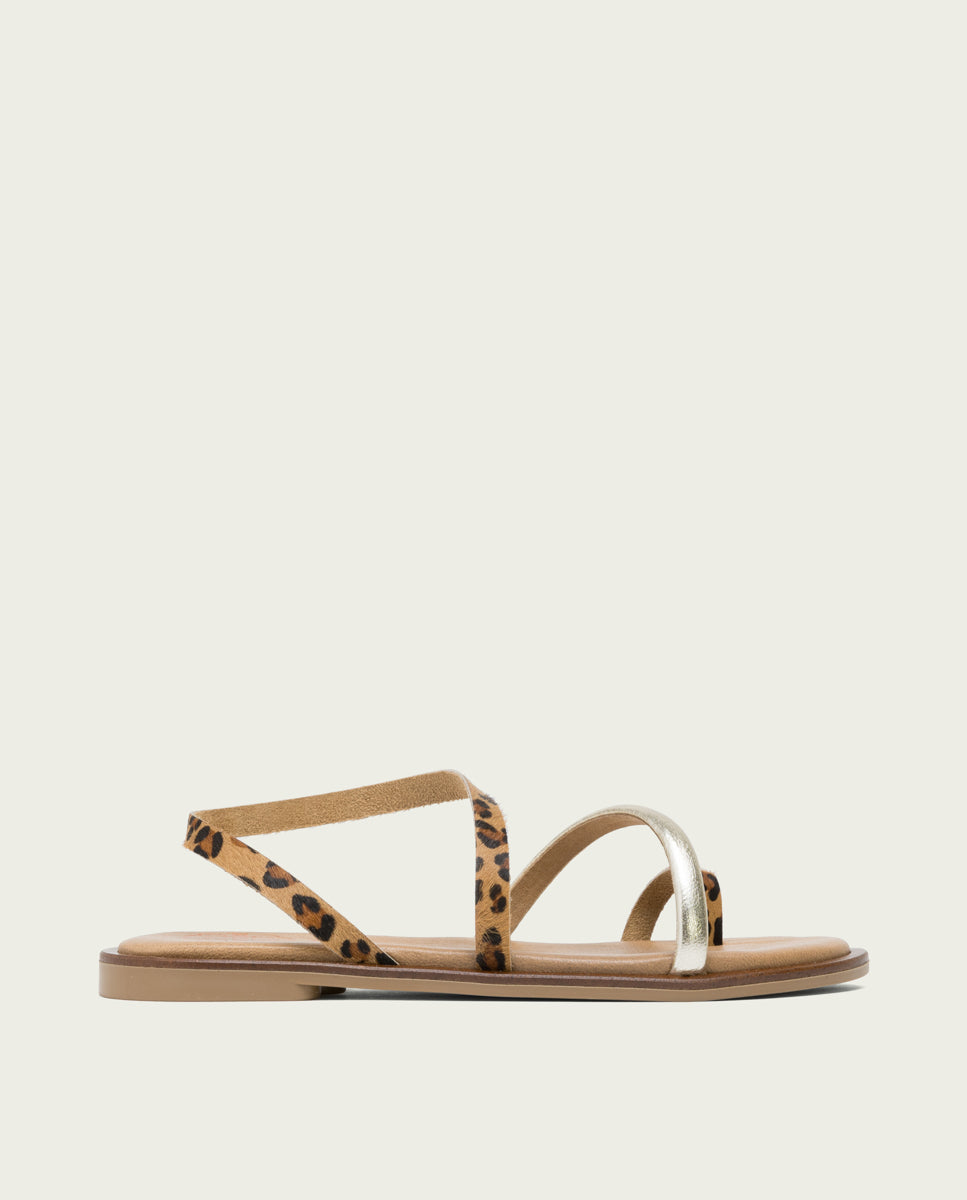 porronet SANDALIA PLANA PIEL ANIMAL PRINT CAMERON Outlet