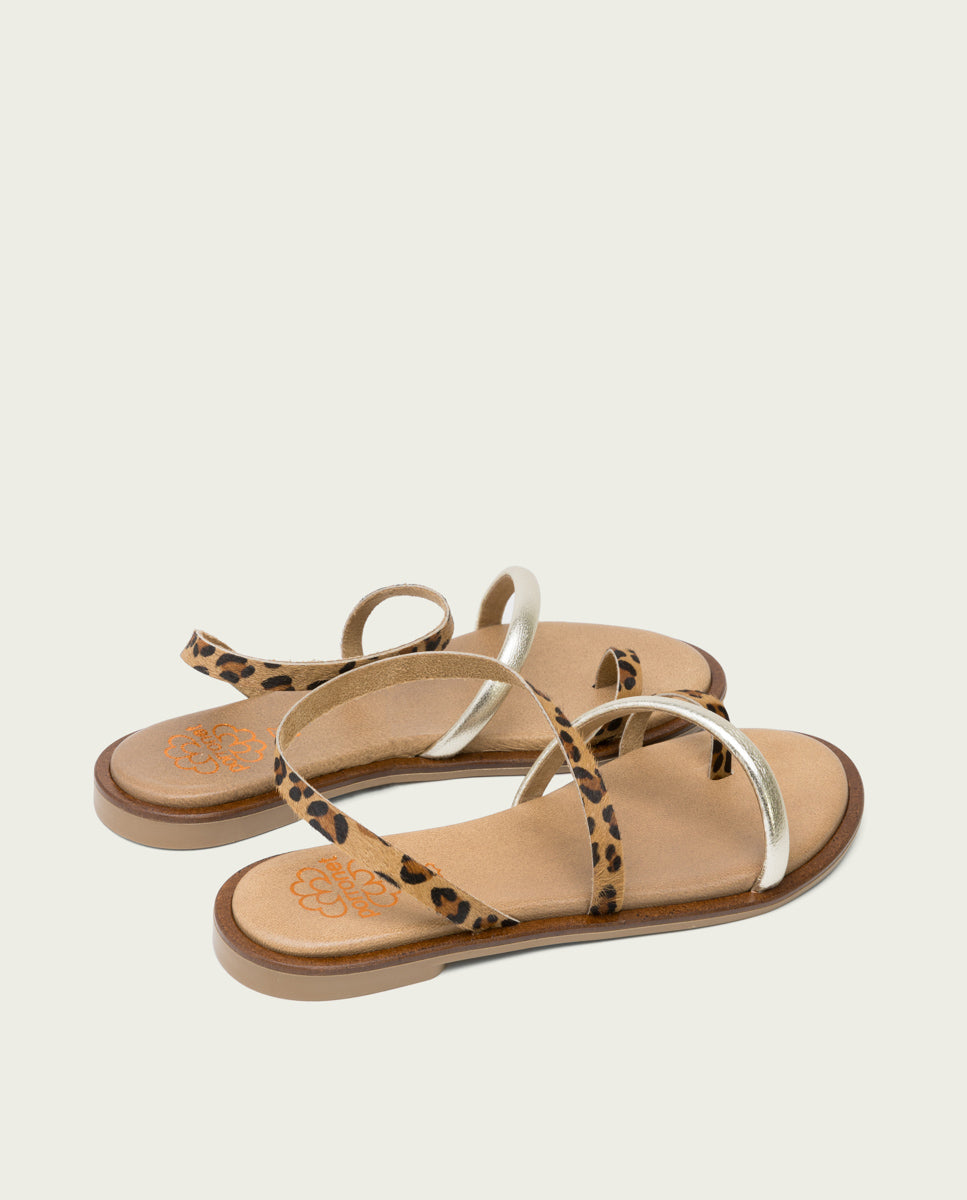 porronet SANDALIA PLANA PIEL ANIMAL PRINT CAMERON Outlet