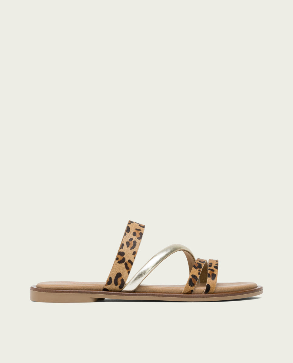 porronet SANDALIA PLANA PIEL ANIMAL PRINT CAREY Rebajas
