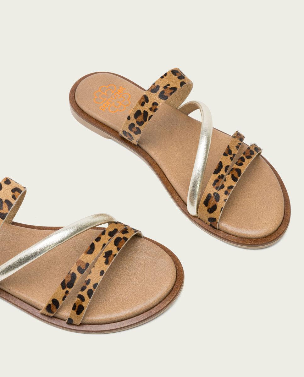 porronet SANDALIA PLANA PIEL ANIMAL PRINT CAREY Rebajas