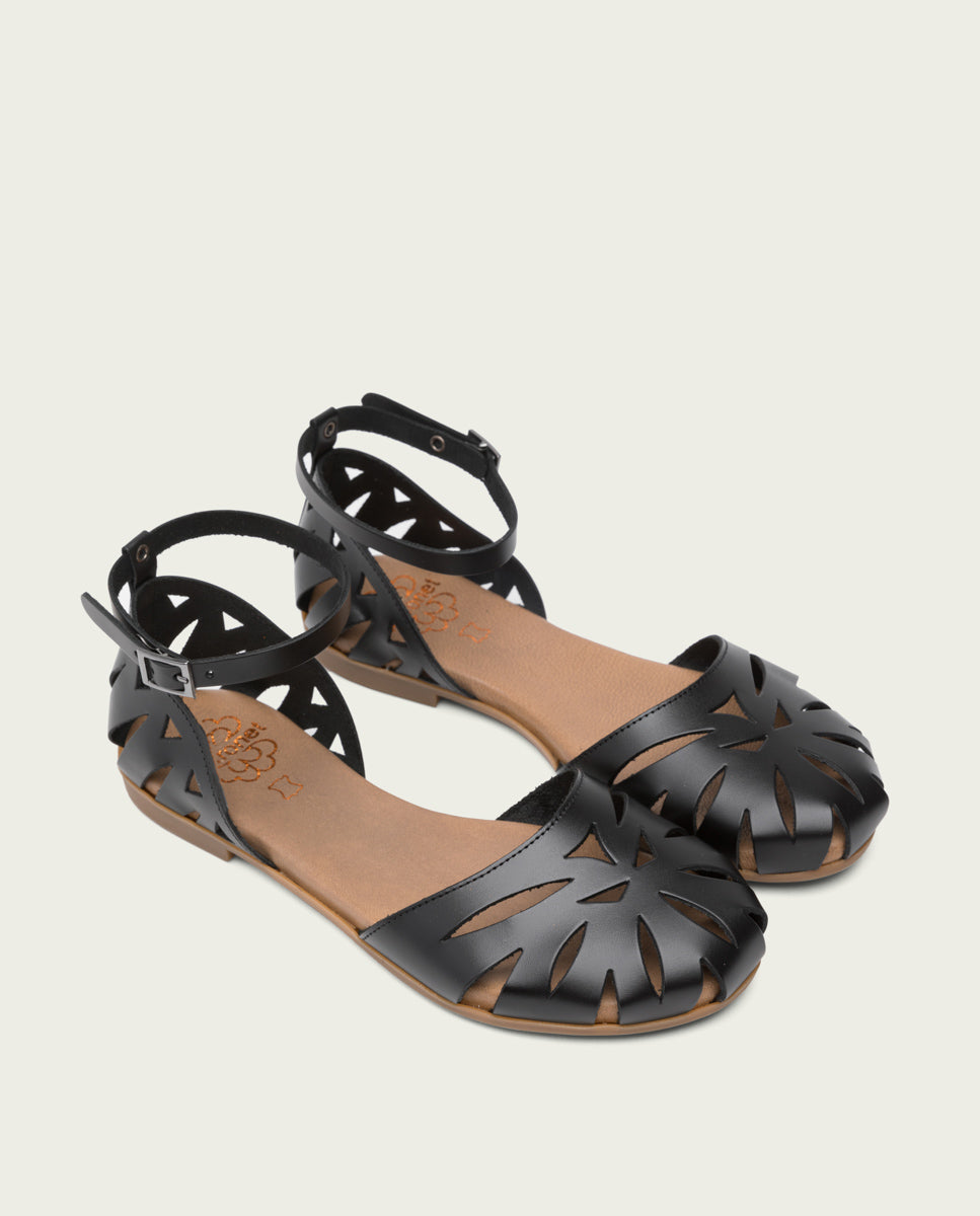 porronet SANDALIA PLANA PIEL NEGRO BETH Venta caliente
