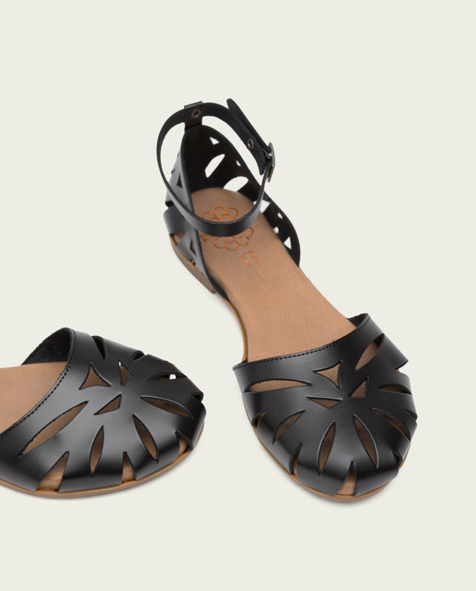 porronet SANDALIA PLANA PIEL NEGRO BETH Venta caliente