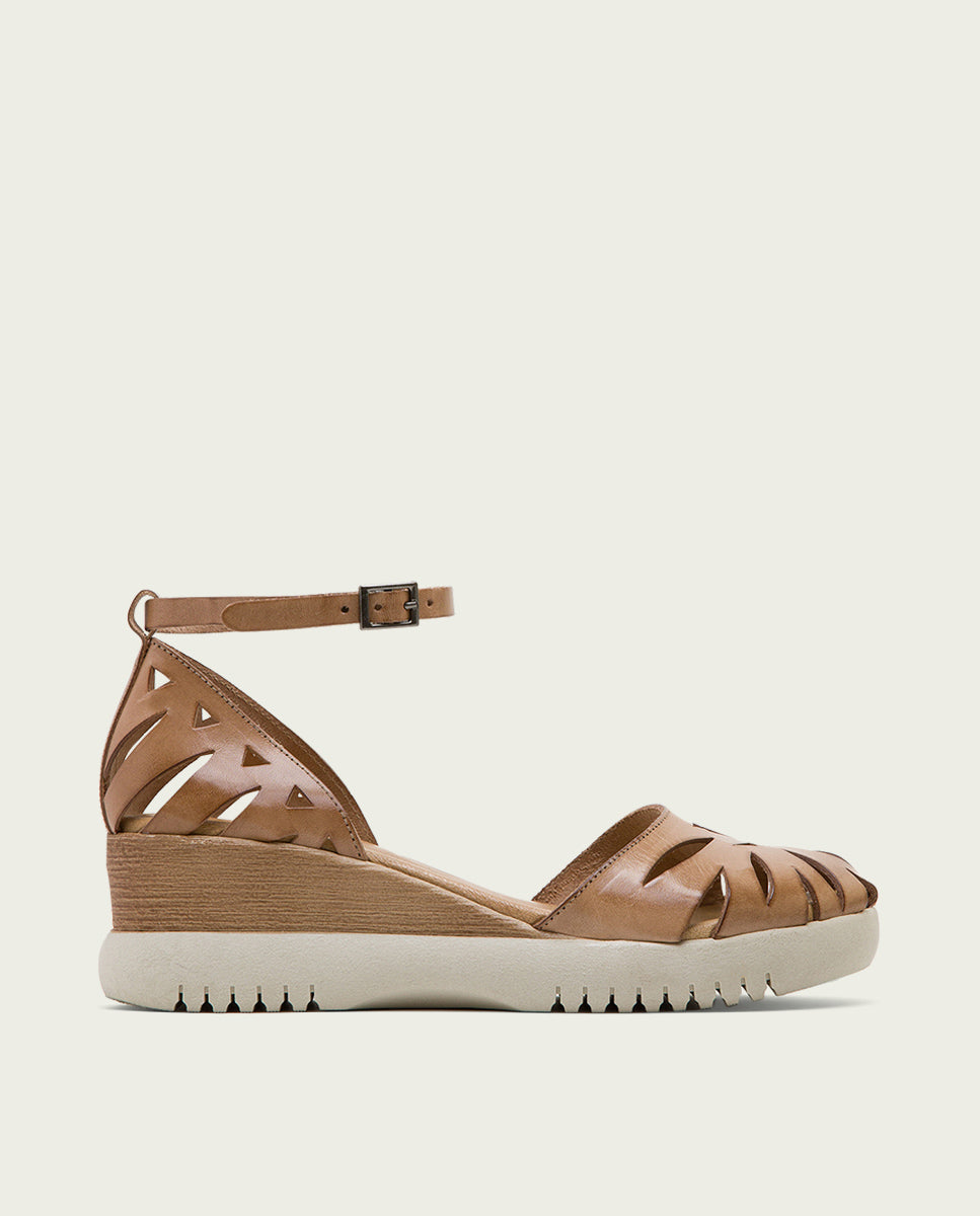 porronet SANDALIA CUÑA PIEL TAUPE EBBA Gran oferta