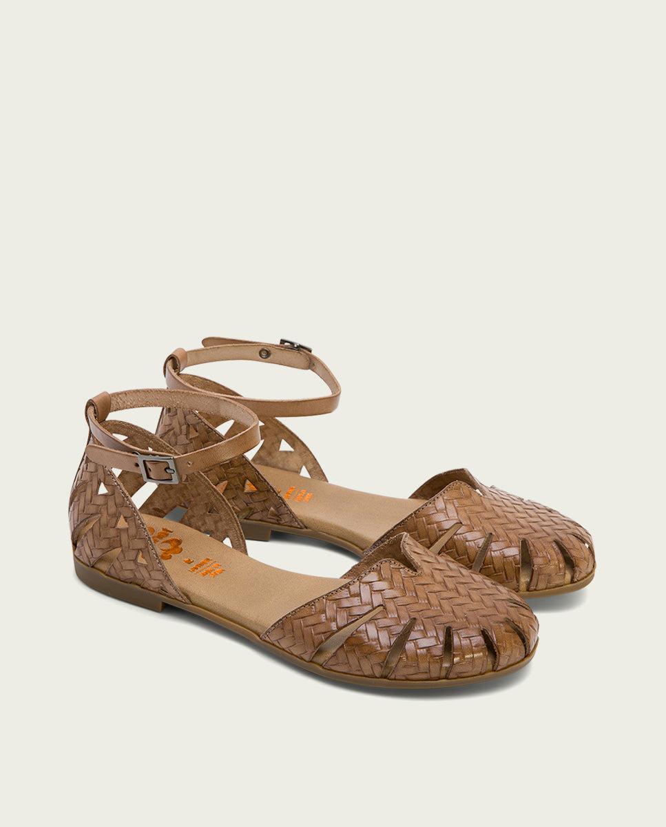 porronet SANDALIA PLANA PIEL TAUPE BECCA Descuento