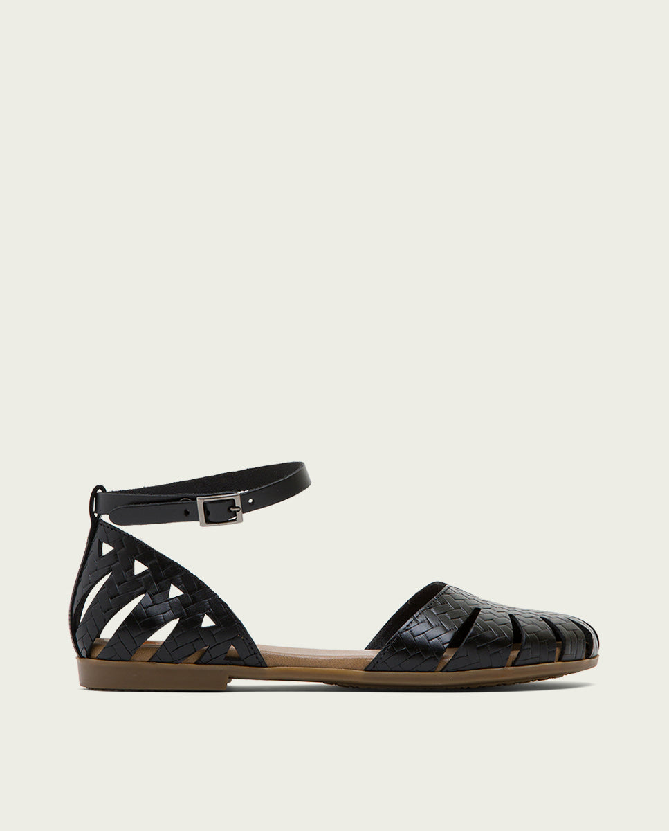 porronet SANDALIA PLANA PIEL NEGRA BECCA Tienda