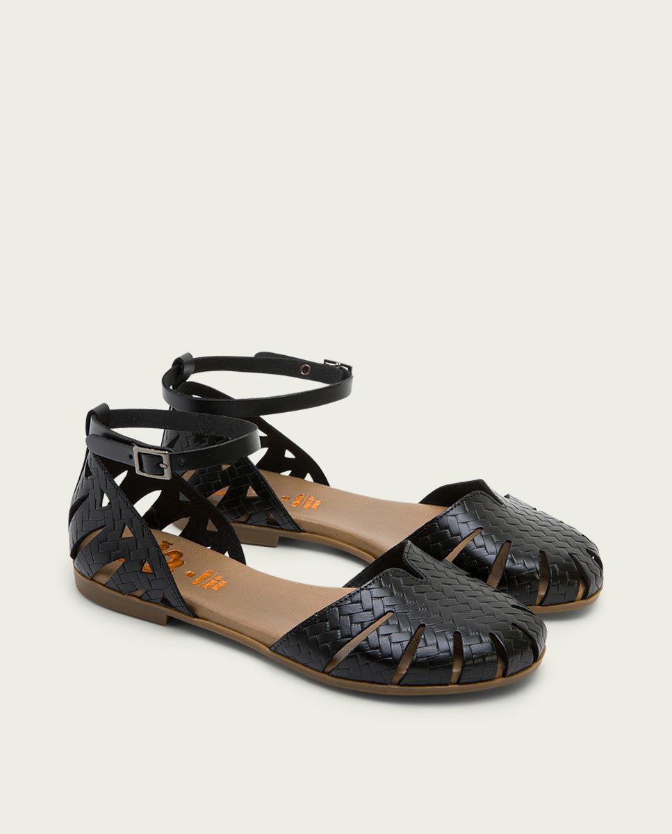 porronet SANDALIA PLANA PIEL NEGRA BECCA Tienda