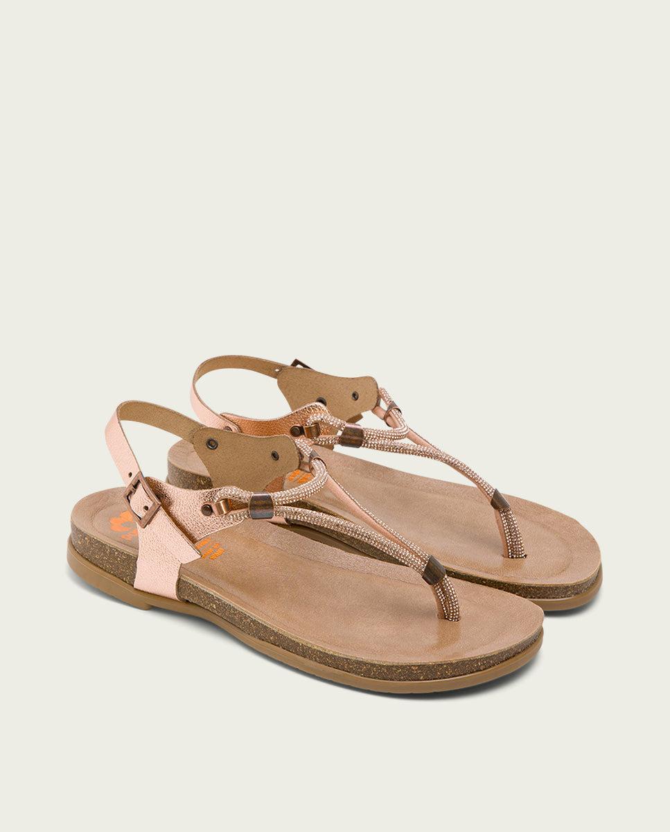 porronet SANDALIA ESCLAVA BIO CON PALA DE BRILLANTES ROSE PIEL DELTA Tienda