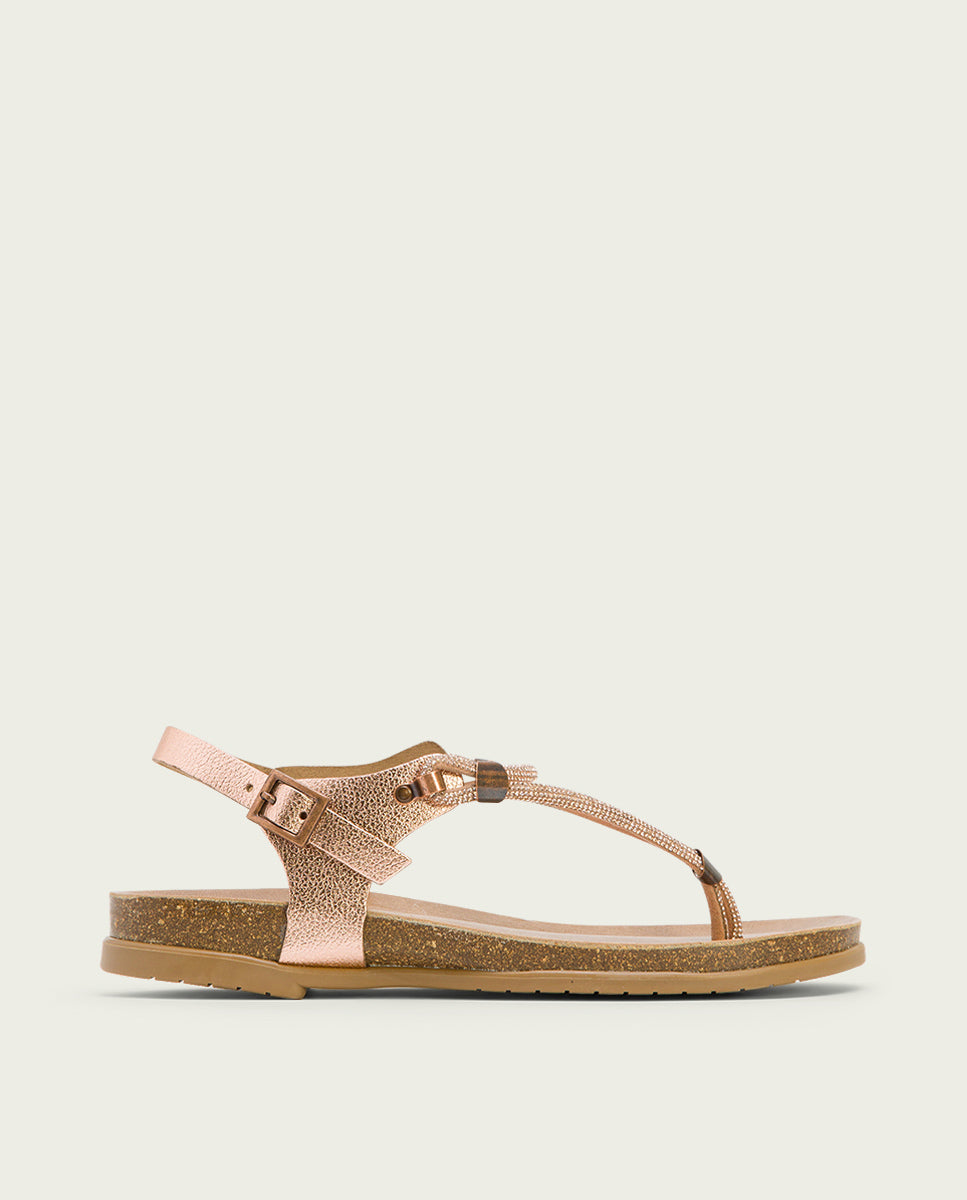 porronet SANDALIA ESCLAVA BIO CON PALA DE BRILLANTES ROSE PIEL DELTA Tienda