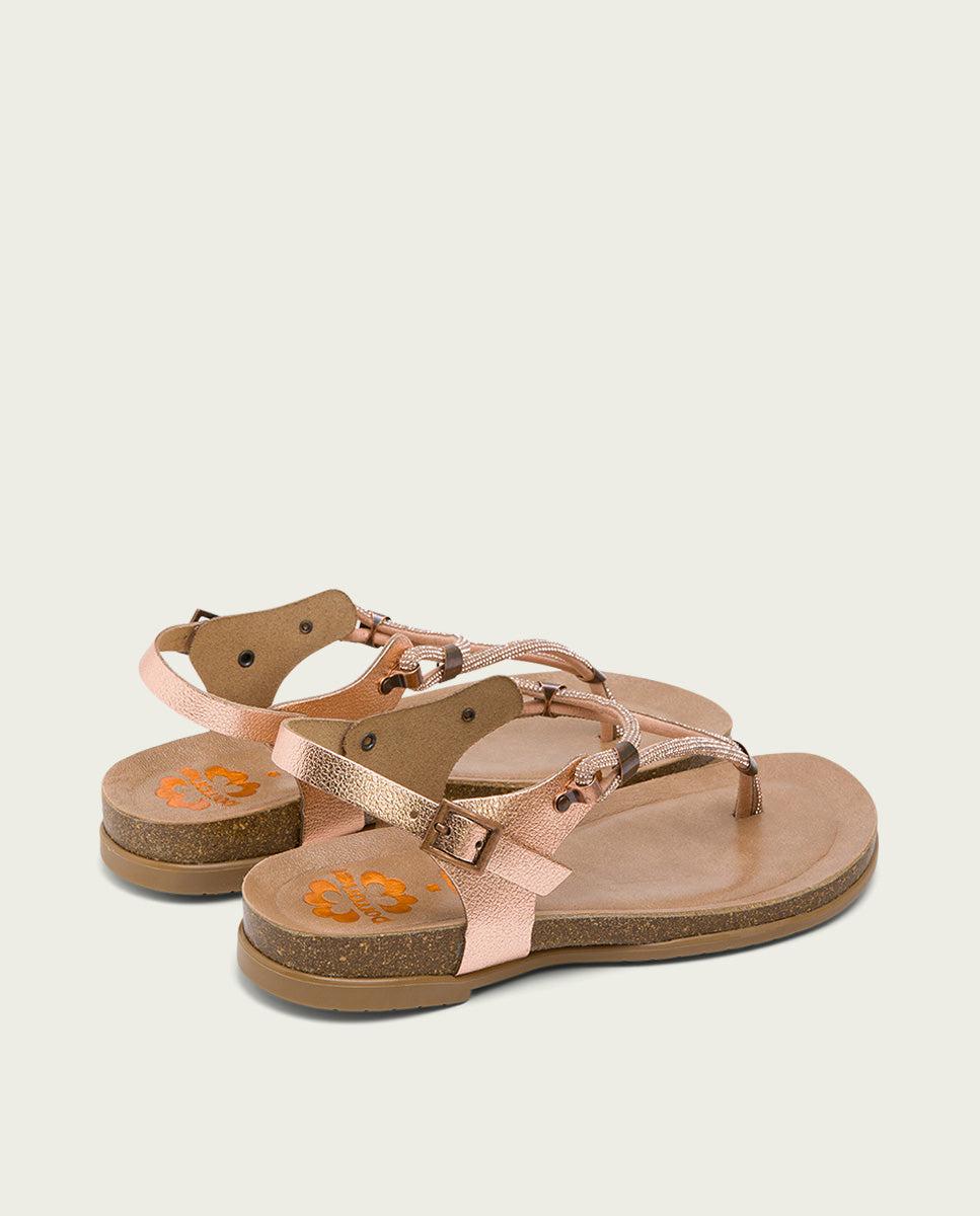 porronet SANDALIA ESCLAVA BIO CON PALA DE BRILLANTES ROSE PIEL DELTA Tienda