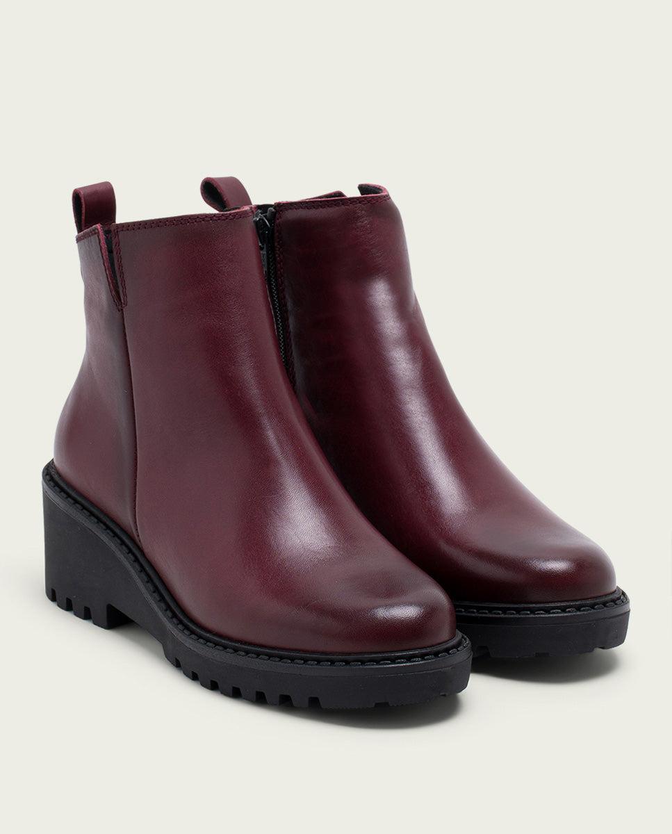 porronet BOTINES DE PIEL CON CUÑA Y CREMALLERA BURDEOS LETHA Mejor oferta