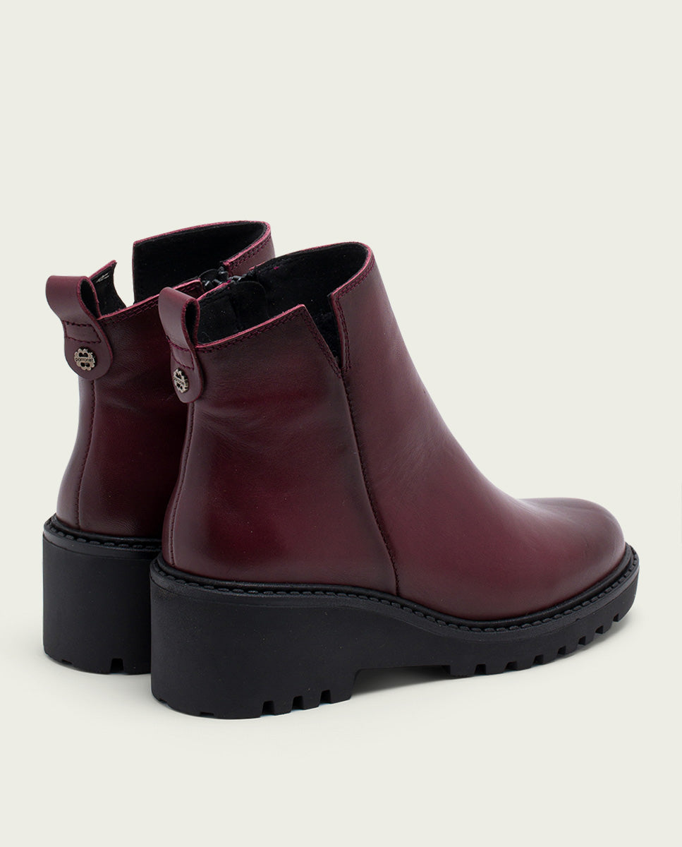 porronet BOTINES DE PIEL CON CUÑA Y CREMALLERA BURDEOS LETHA Mejor oferta