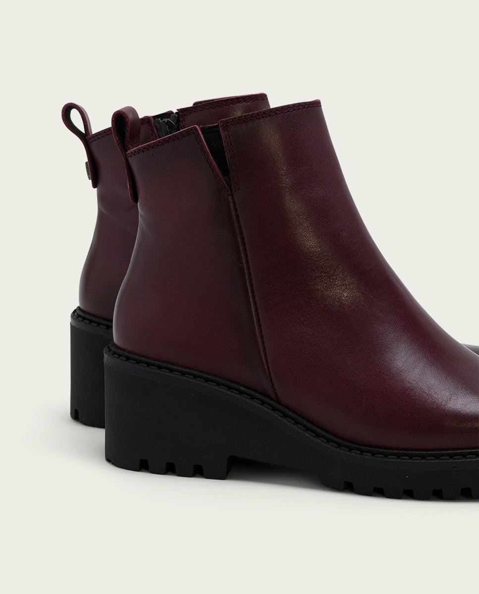 porronet BOTINES DE PIEL CON CUÑA Y CREMALLERA BURDEOS LETHA Mejor oferta