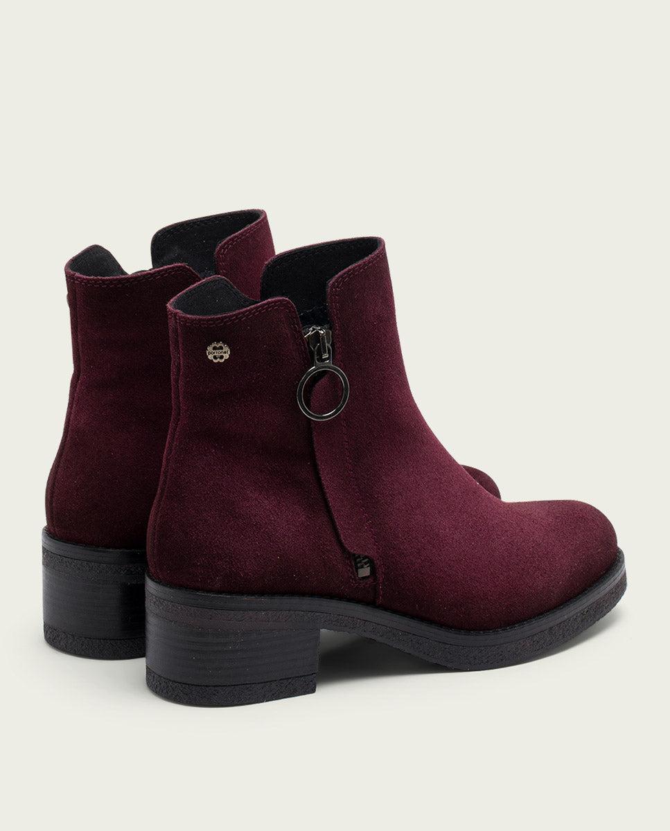 porronet BOTINES DE PIEL BURDEOS CON CREMALLERA GLEDA Rebajas online