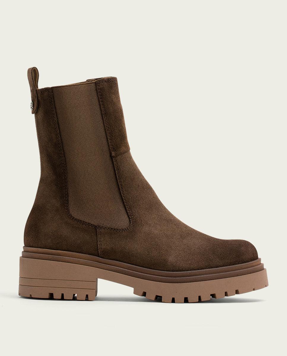 porronet BOTINES DE SERRAJE MOKA CON ELÁSTICOS FLEUR Oferta especial