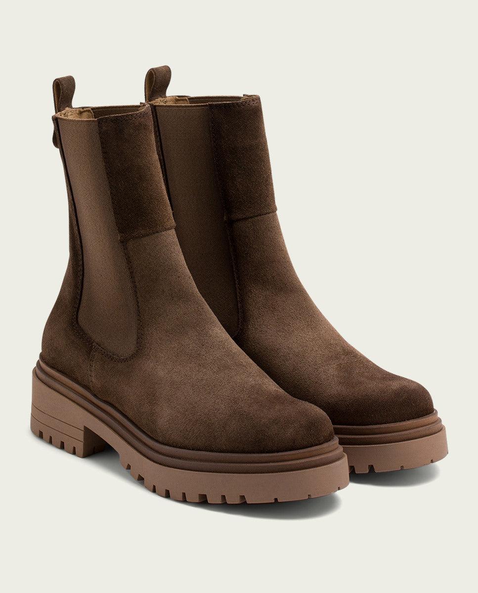 porronet BOTINES DE SERRAJE MOKA CON ELÁSTICOS FLEUR Oferta especial