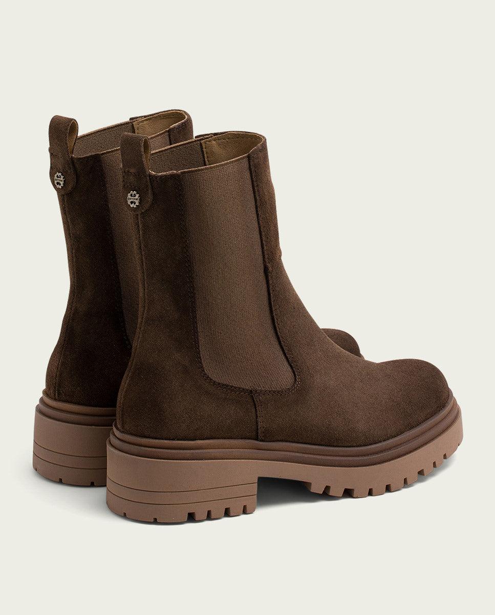 porronet BOTINES DE SERRAJE MOKA CON ELÁSTICOS FLEUR Oferta especial