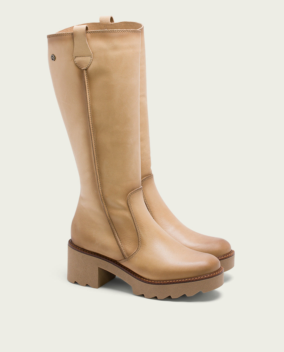 porronet BOTAS DE PIEL CON CREMALLERA CAMEL MAYRA Últimos 2 días
