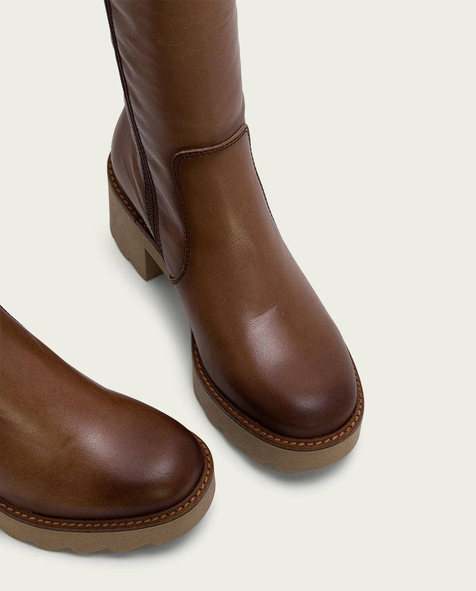 porronet BOTAS DE PIEL CON CREMALLERA TAUPE MAYRA Último día