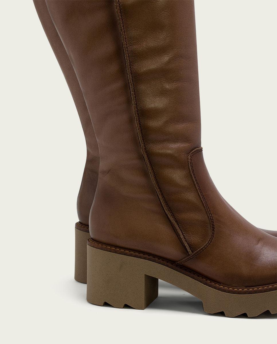 porronet BOTAS DE PIEL CON CREMALLERA TAUPE MAYRA Último día