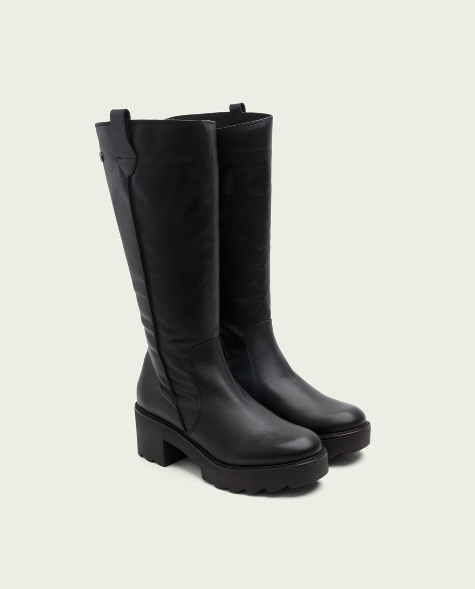 porronet BOTAS DE PIEL CON CREMALLERA NEGRA MAYRA Precio de fábrica