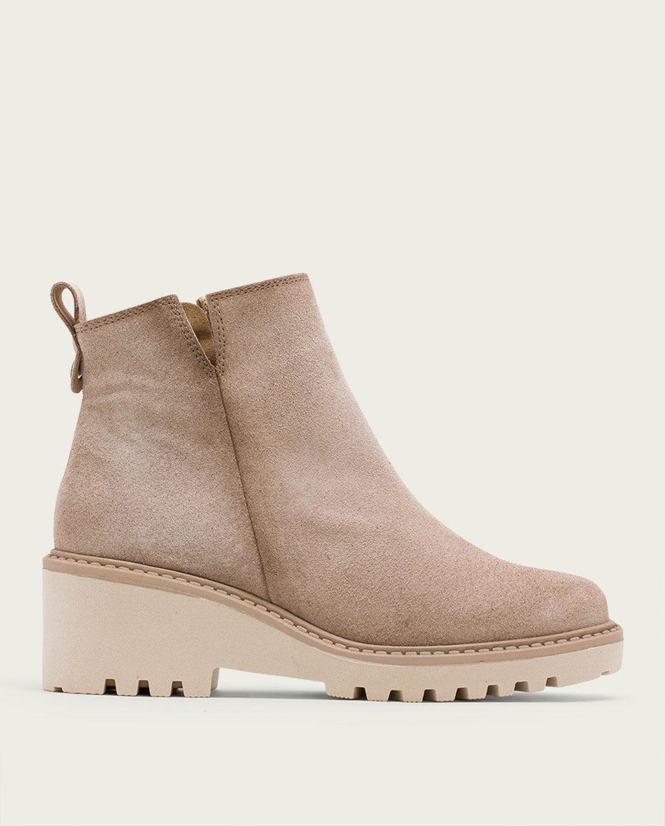 porronet BOTINES DE PIEL CON CUÑA Y CREMALLERA ARENA LIDIA Solo hoy