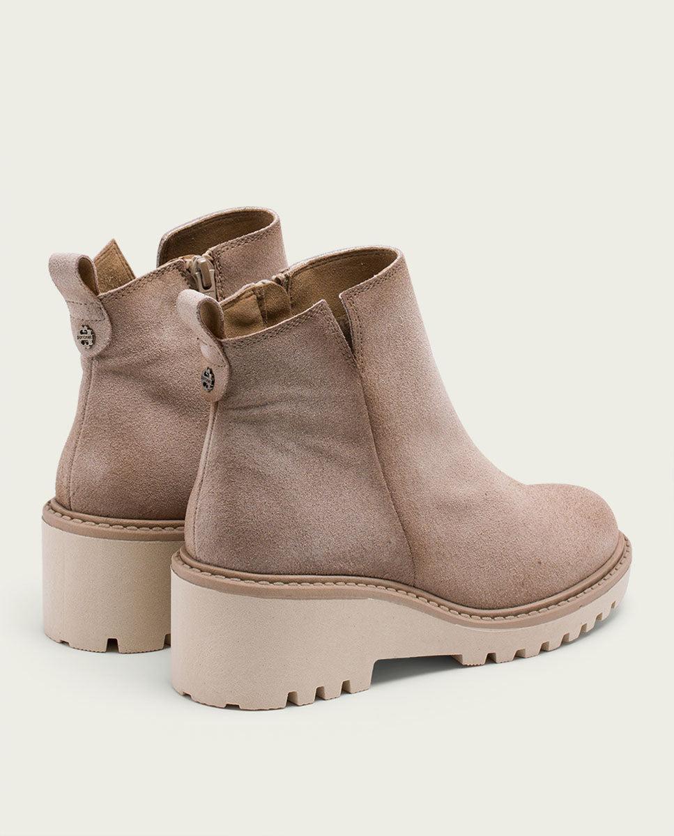 porronet BOTINES DE PIEL CON CUÑA Y CREMALLERA ARENA LIDIA Solo hoy