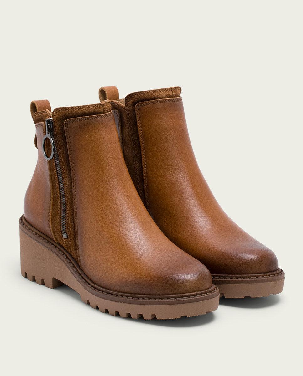porronet BOTINES DE PIEL CON CUÑA Y CREMALLERA CUERO LEONA Precios de Black Friday