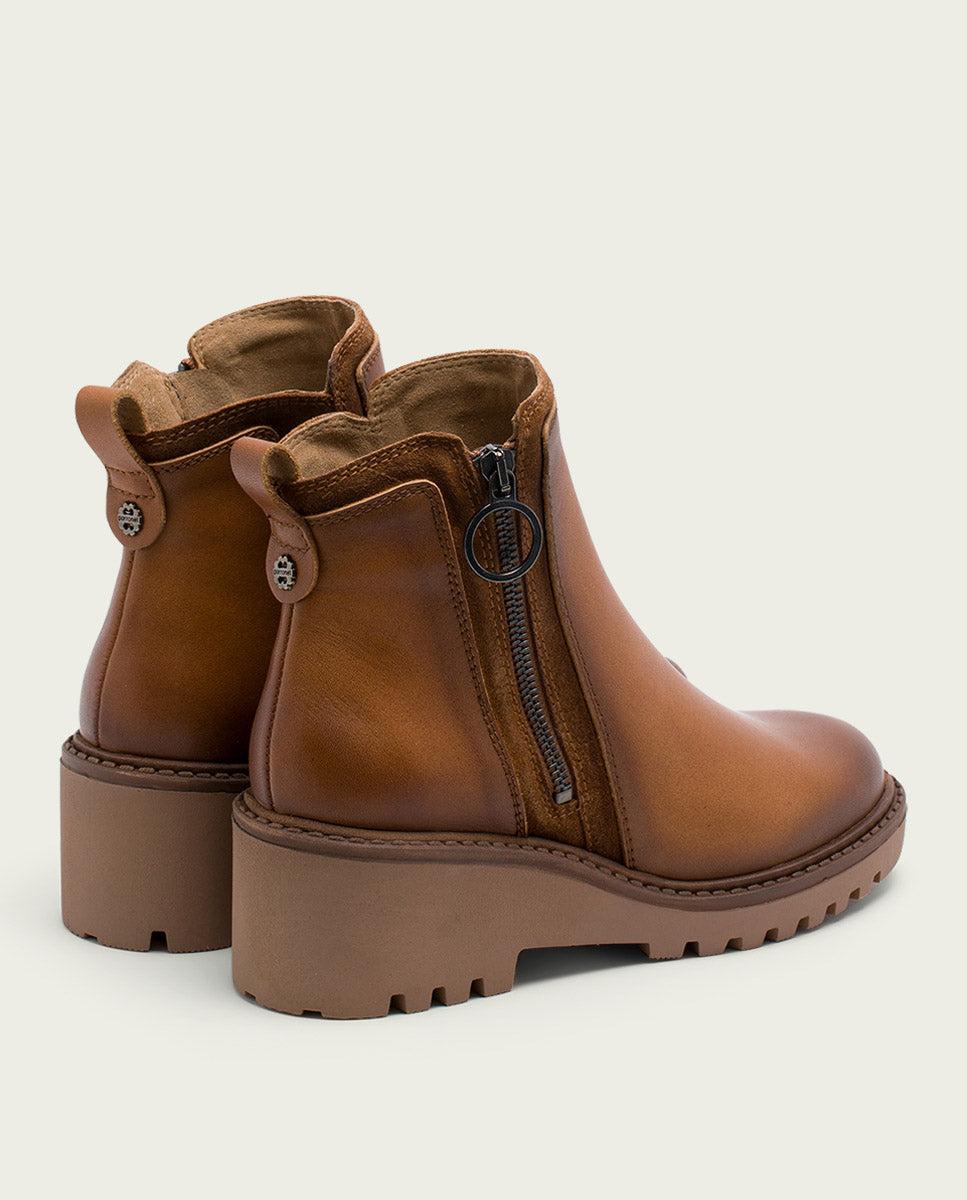 porronet BOTINES DE PIEL CON CUÑA Y CREMALLERA CUERO LEONA Precios de Black Friday