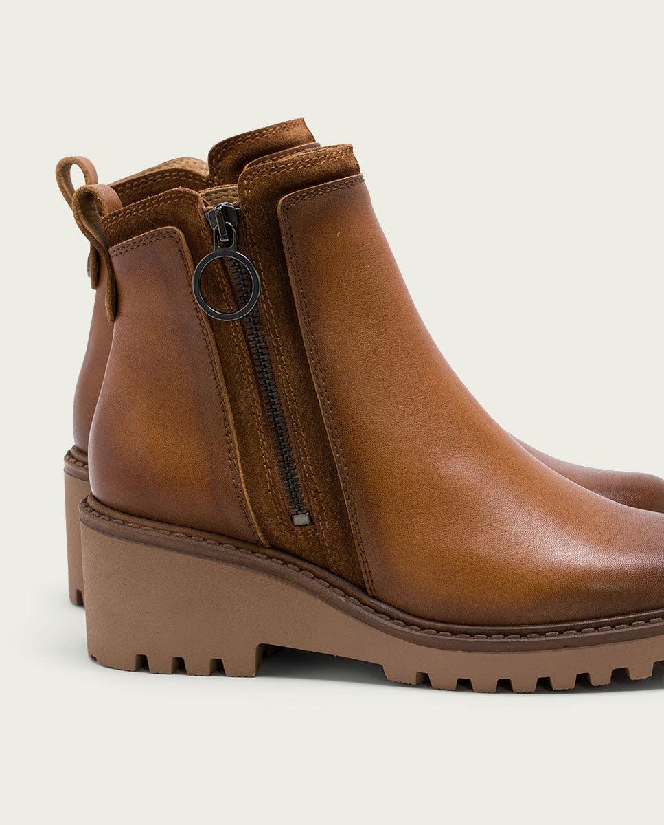 porronet BOTINES DE PIEL CON CUÑA Y CREMALLERA CUERO LEONA Precios de Black Friday
