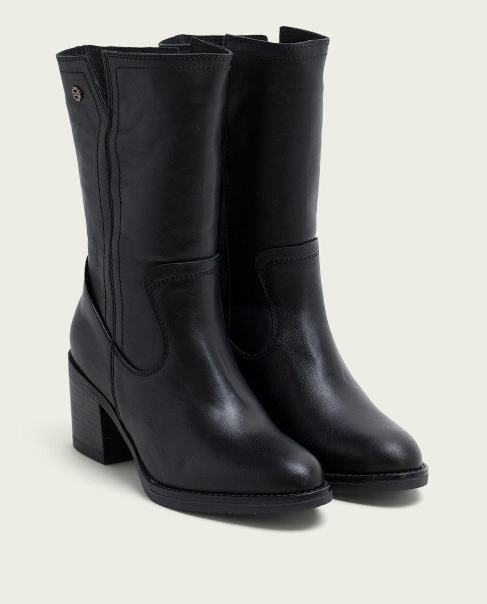 porronet BOTAS DE PIEL NEGRA CON CREMALLERA JANIA Ofertas especiales