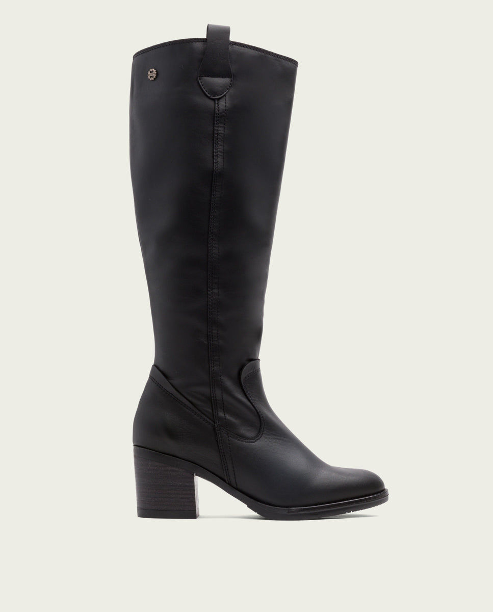 porronet BOTAS DE PIEL NEGRA CON CREMALLERA JEMMA Grandes ahorros