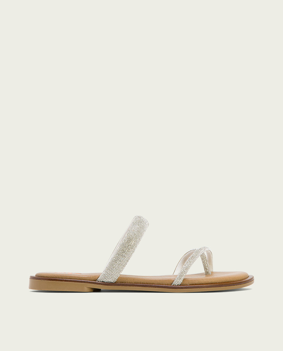 porronet SANDALIA ESCLAVA PLANA PIEL PLATA CALI Outlet