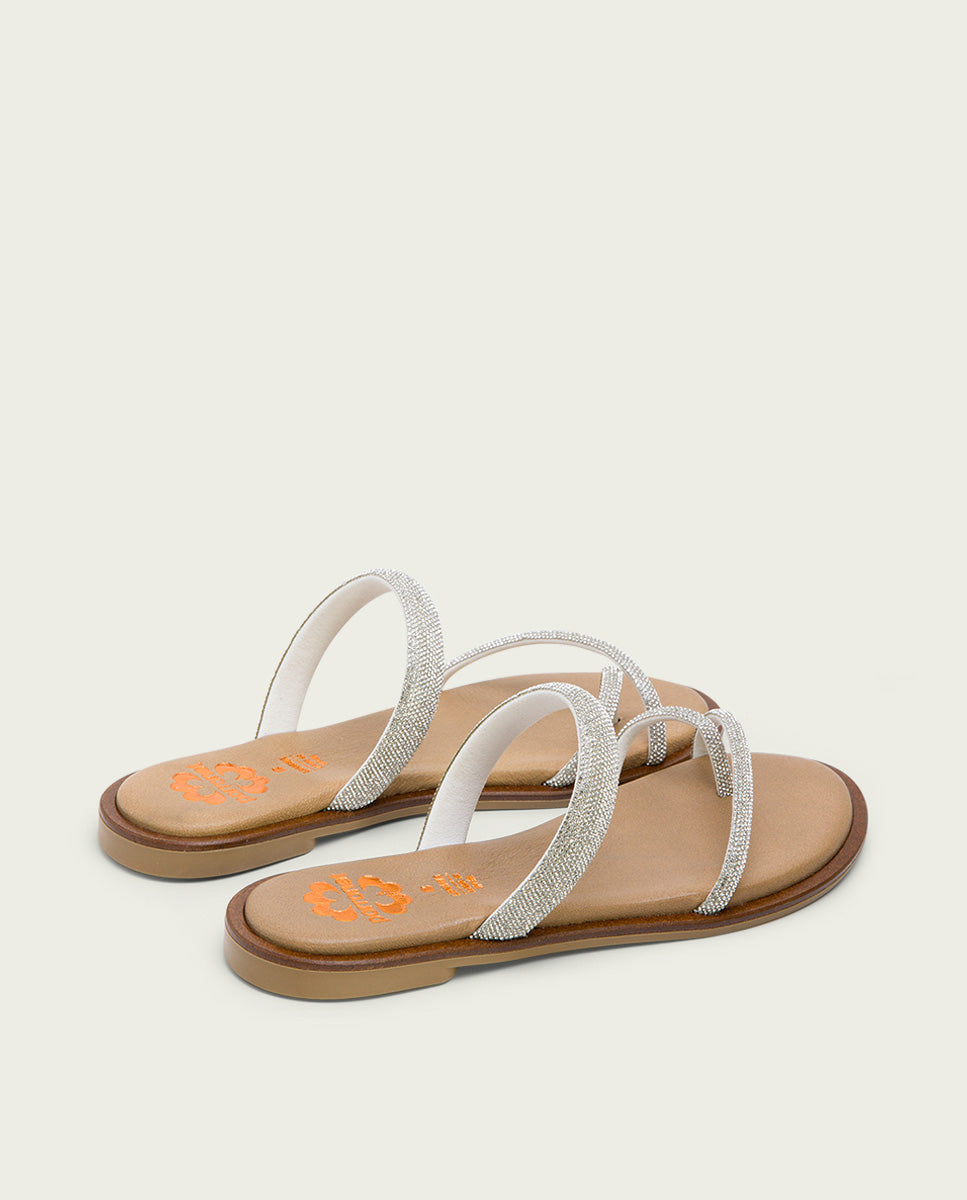porronet SANDALIA ESCLAVA PLANA PIEL PLATA CALI Outlet