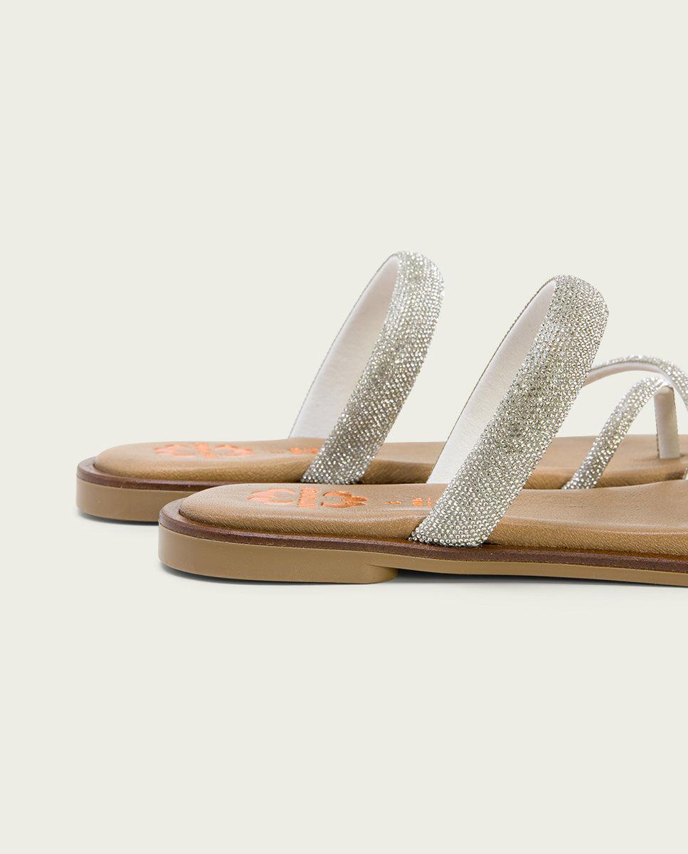 porronet SANDALIA ESCLAVA PLANA PIEL PLATA CALI Outlet