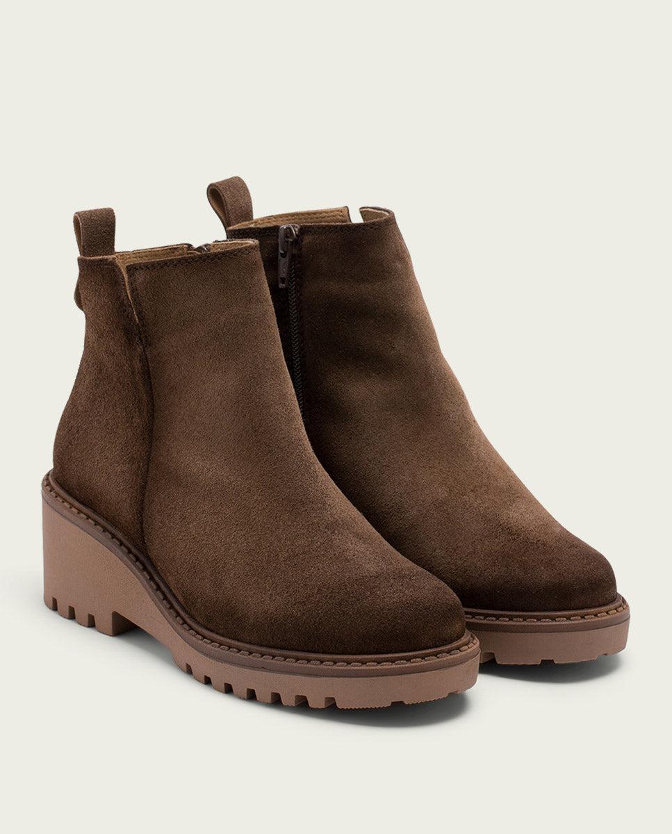 porronet BOTINES DE PIEL CON CUÑA Y CREMALLERA MOKA LIDIA Tienda de fábrica